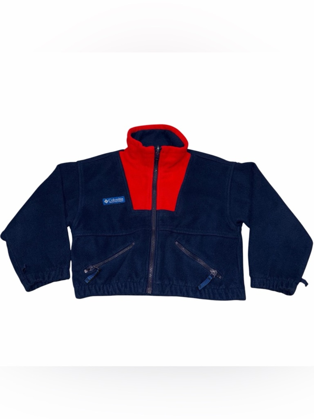 Vintage Columbia Boys Navy Blue & Red Fleece Jacket size 4-5